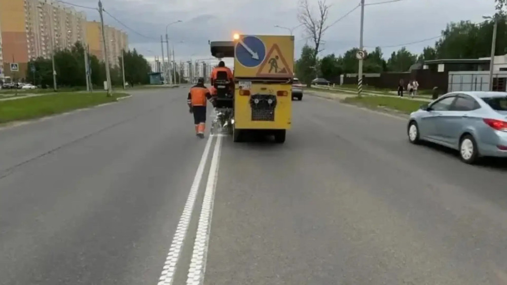 В Обнинске обновляют дорожную разметку